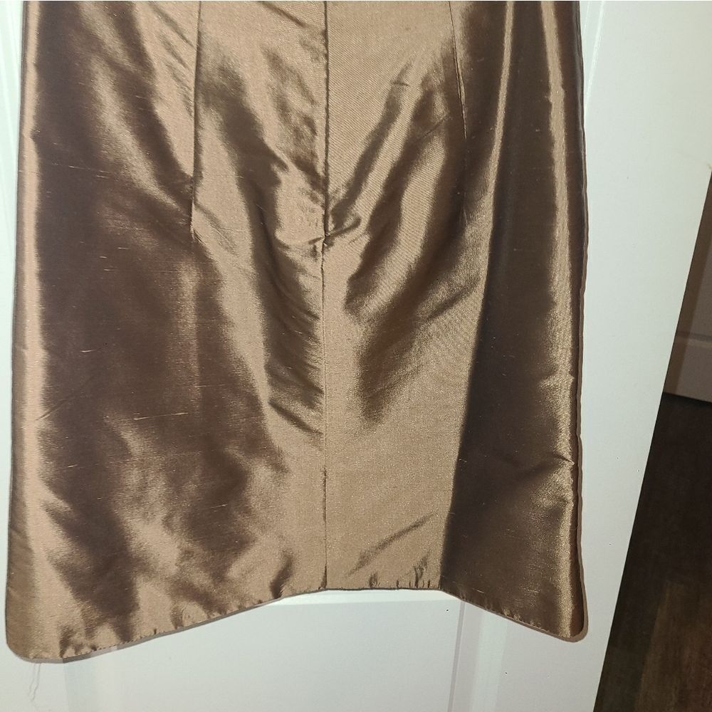 Alfred Angelo Brown Shiny Silk Strapless Cocktail Dress - Picture 9 of 11